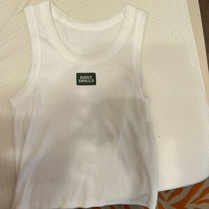 Daily Drills white ribbed logo tank